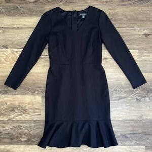 Saks Fifth Avenue Ruffle Hem Black Dress